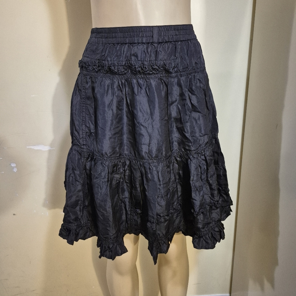 Oilily Tiered Black Silk Skirt 36 - Picture 1 of 4